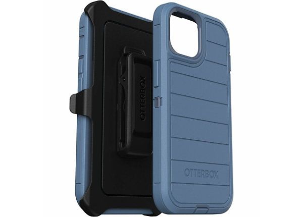 Tåligt blått mobilskal från Otterbox med tillhörande bältesclips för extra skydd.